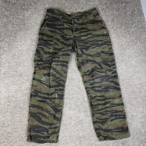 Tiger Stripe Camo Cargo Pants Mens 35x31 Green Combat Cotton Adjustable Waist